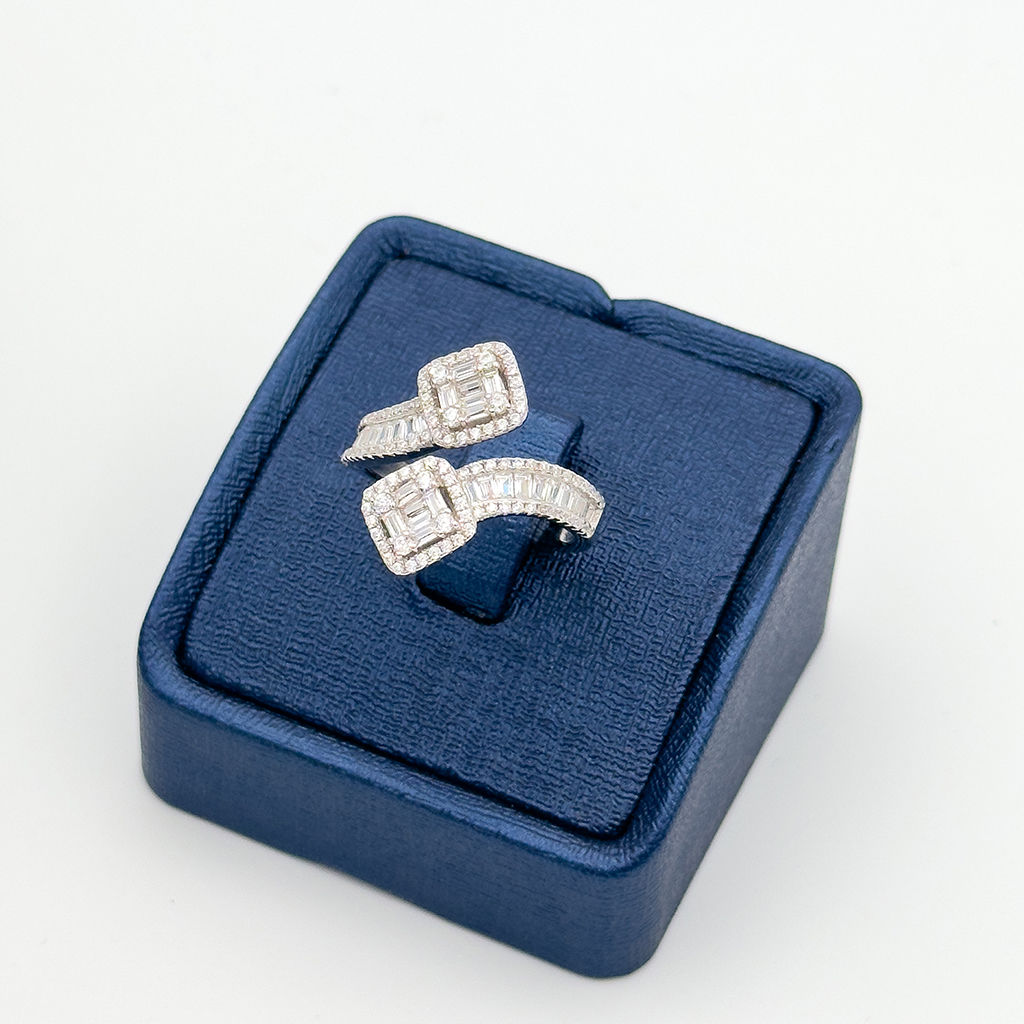 Baget Taşlı Çapraz Gümüş Yüzük