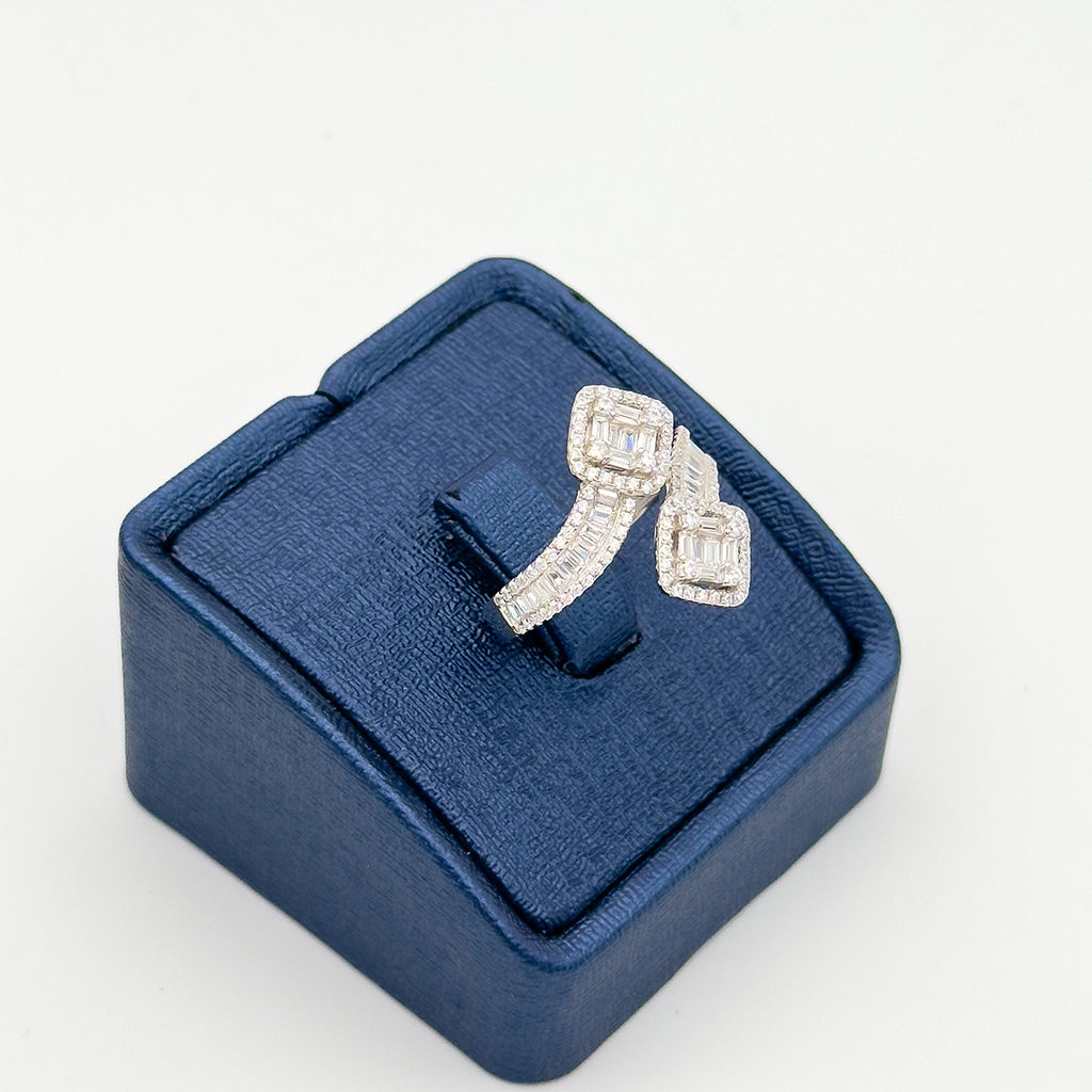 Baget Taşlı Çapraz Gümüş Yüzük