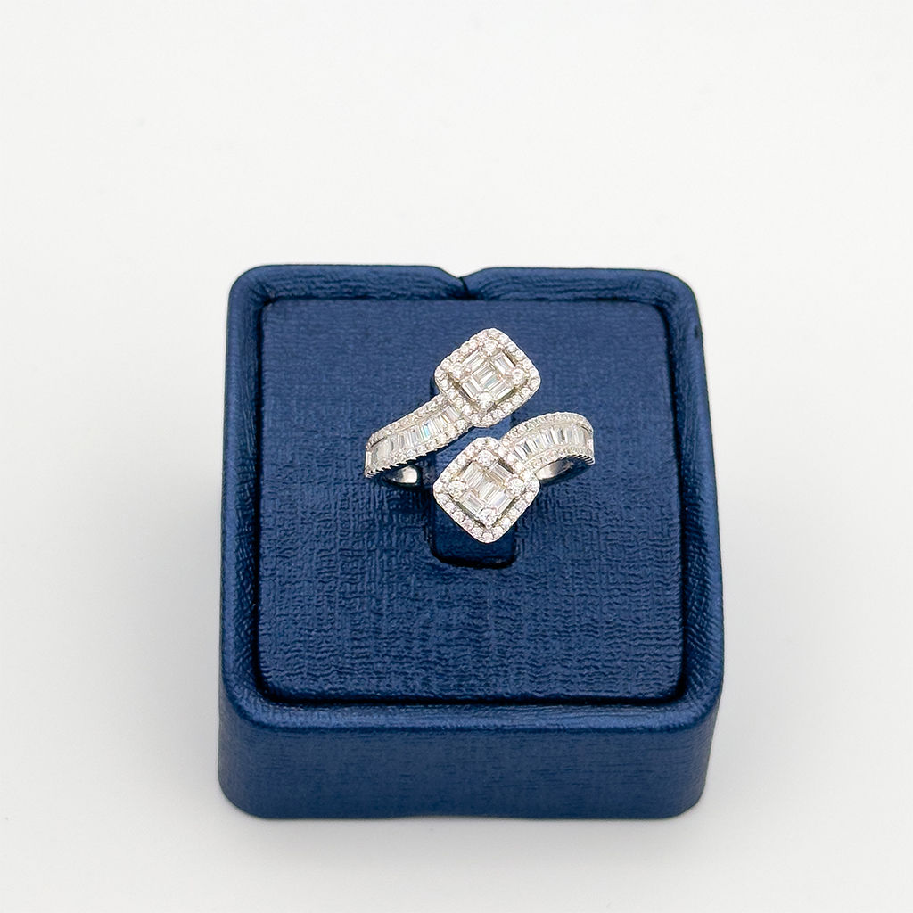 Baget Taşlı Çapraz Gümüş Yüzük