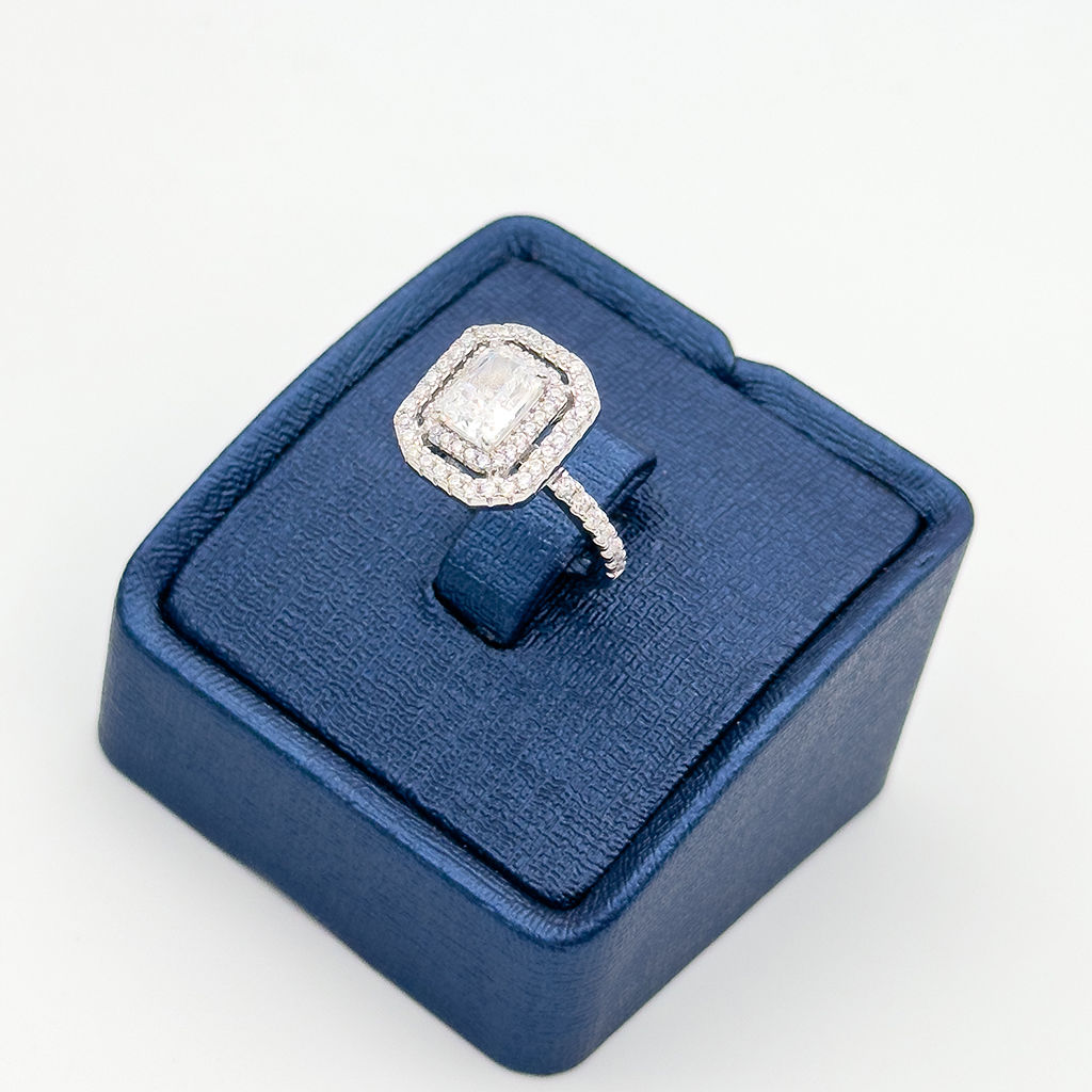 Pırlanta Montür Baget Çift Sıralı Gümüş Yüzük