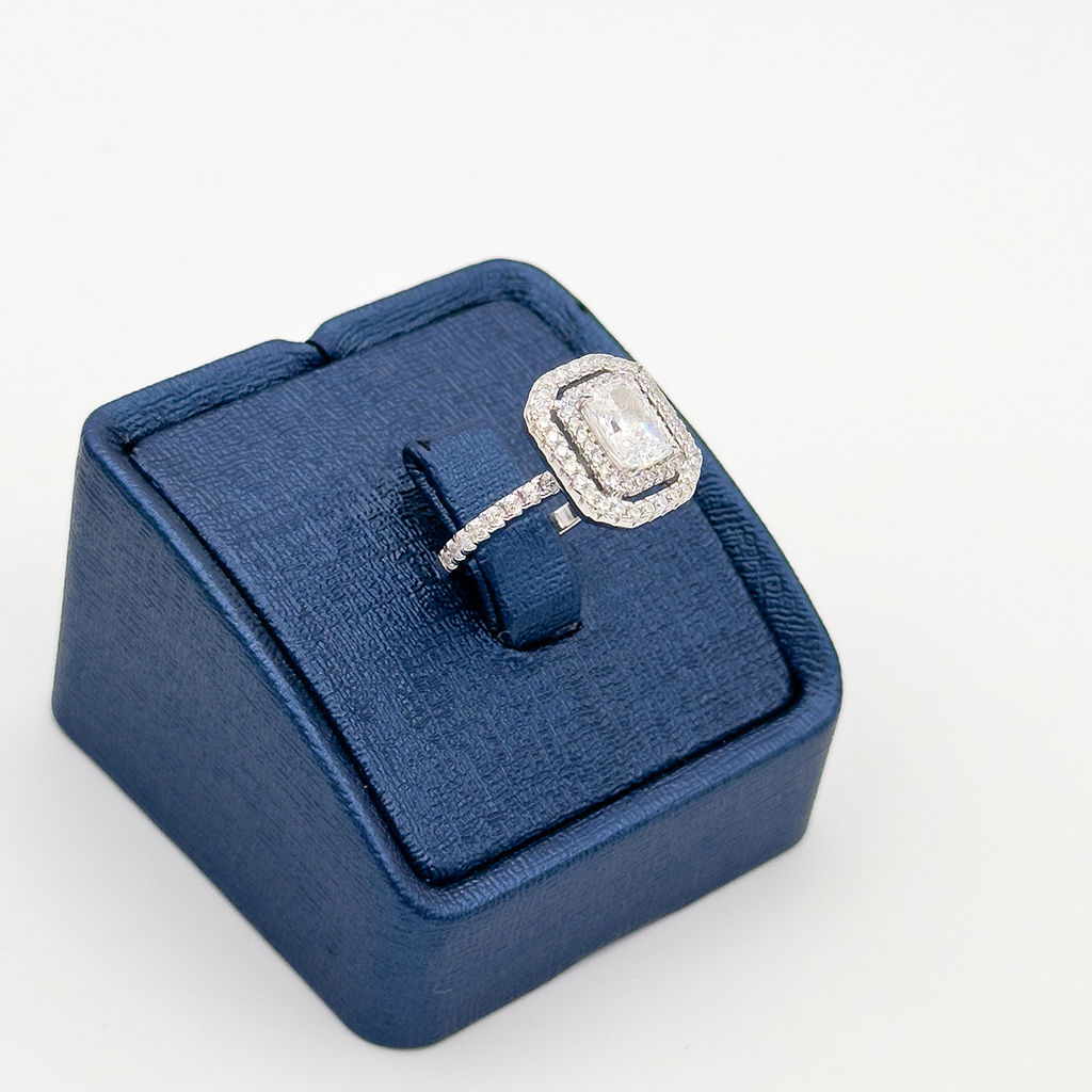 Pırlanta Montür Baget Çift Sıralı Gümüş Yüzük