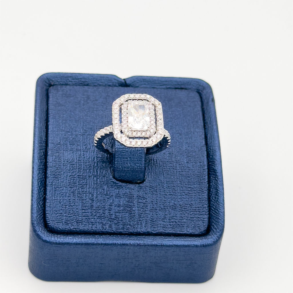 Pırlanta Montür Baget Çift Sıralı Gümüş Yüzük