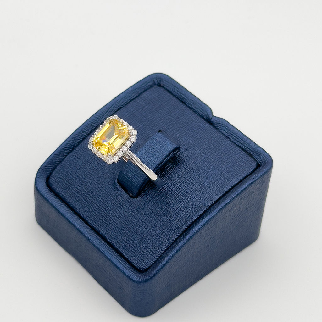 Sitrin Taşlı Baget Gümüş Yüzük