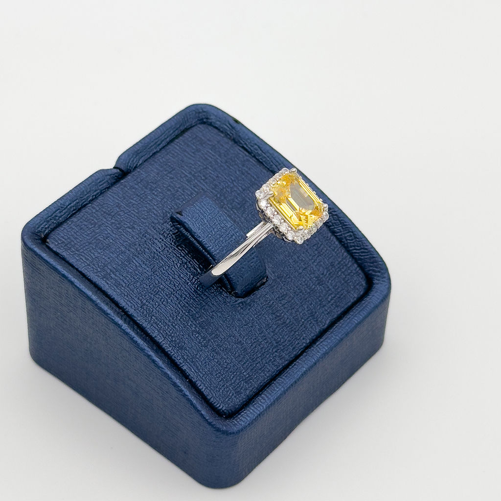 Sitrin Taşlı Baget Gümüş Yüzük