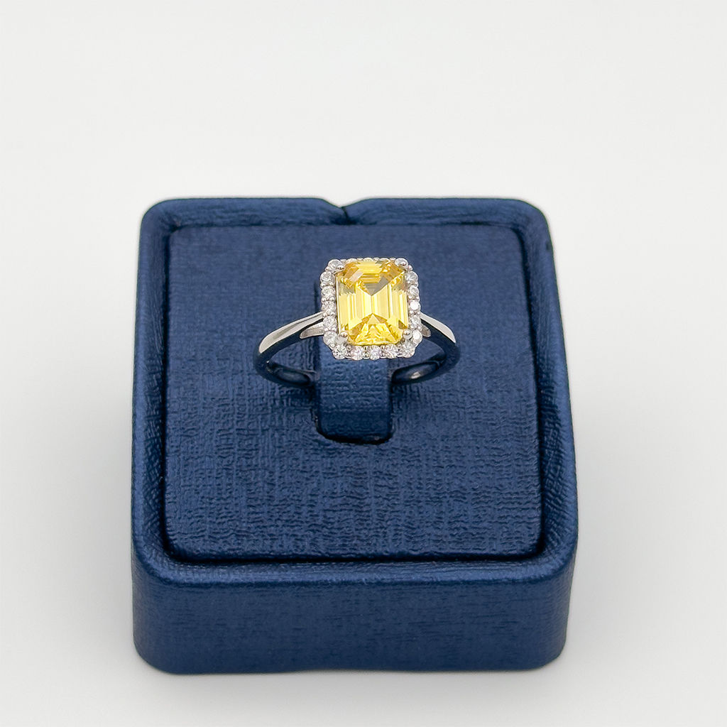 Sitrin Taşlı Baget Gümüş Yüzük