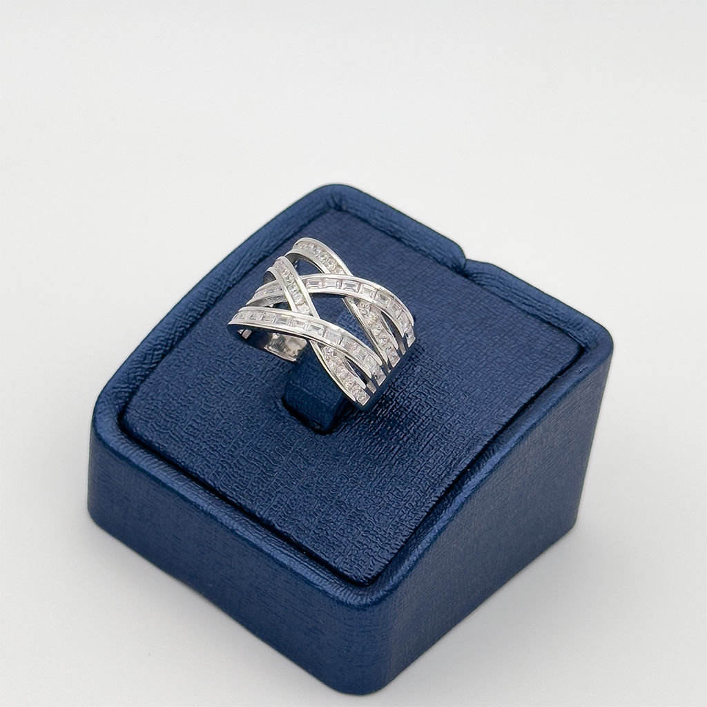 Baget Taşlı Sarmal Model Gümüş Yüzük