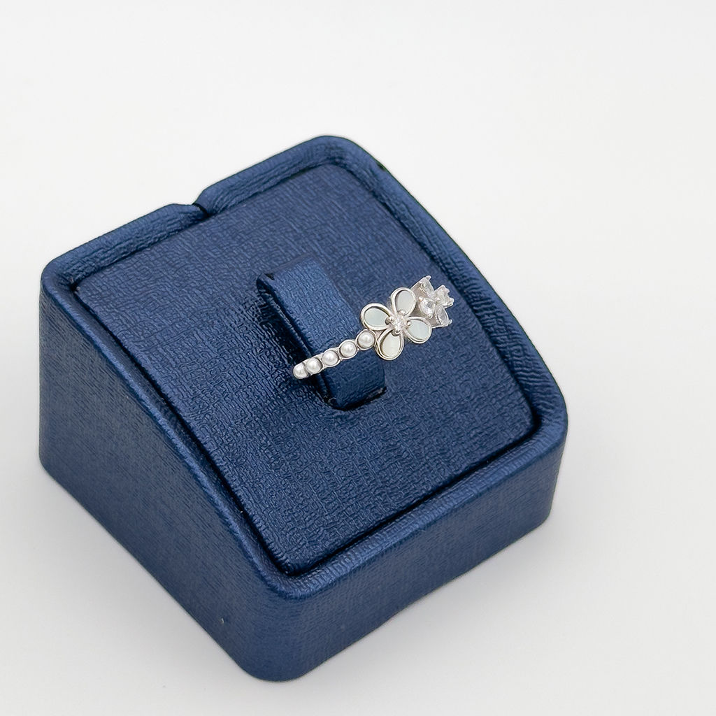 İkili Çiçek Model Gümüş Yüzük - LVRYZK43