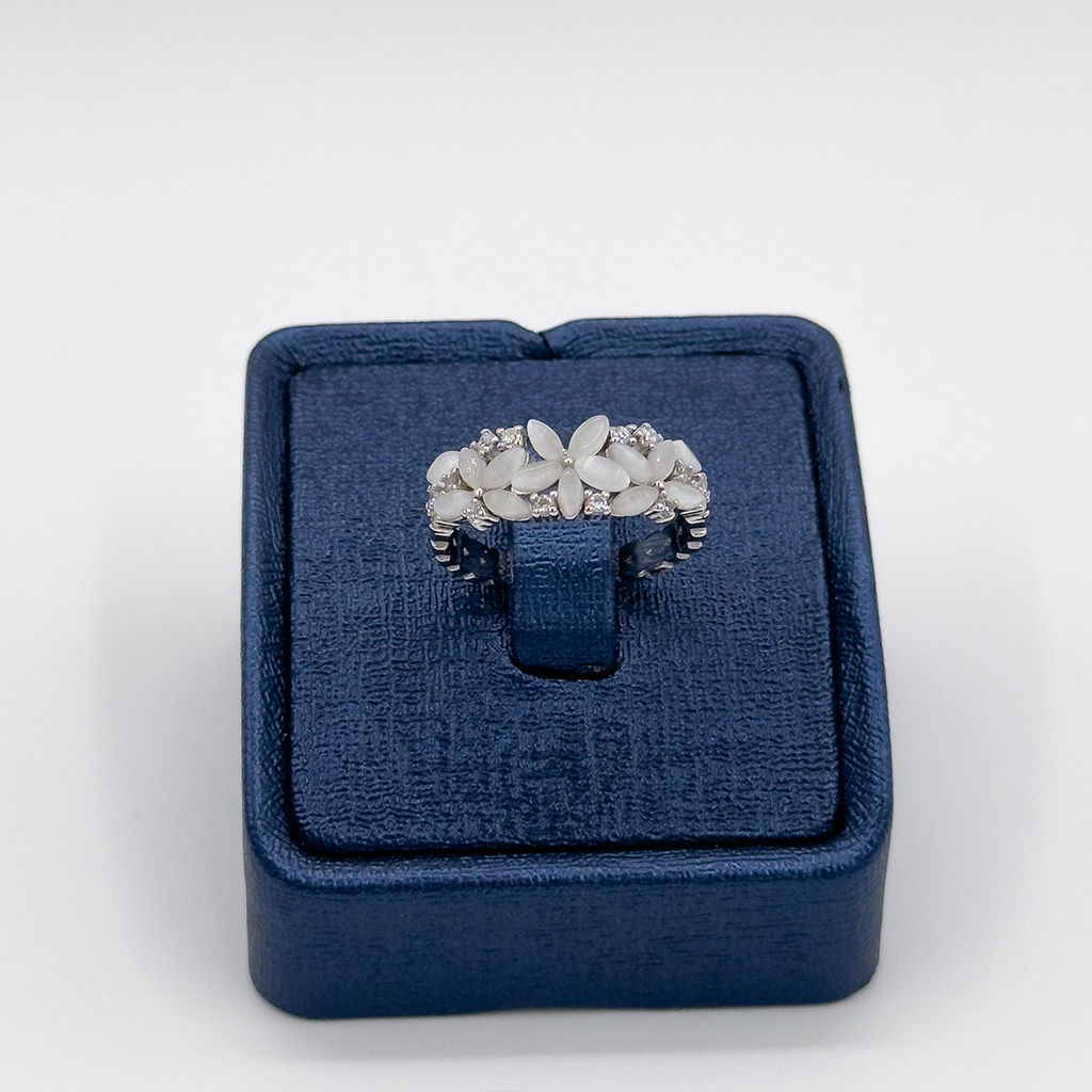 Sedef Taşlı Çiçek Gümüş Yüzük