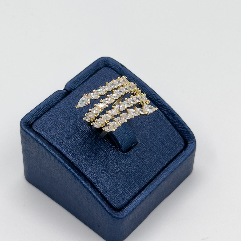 Gold Renk Özel Tasarım Gümüş Yüzük