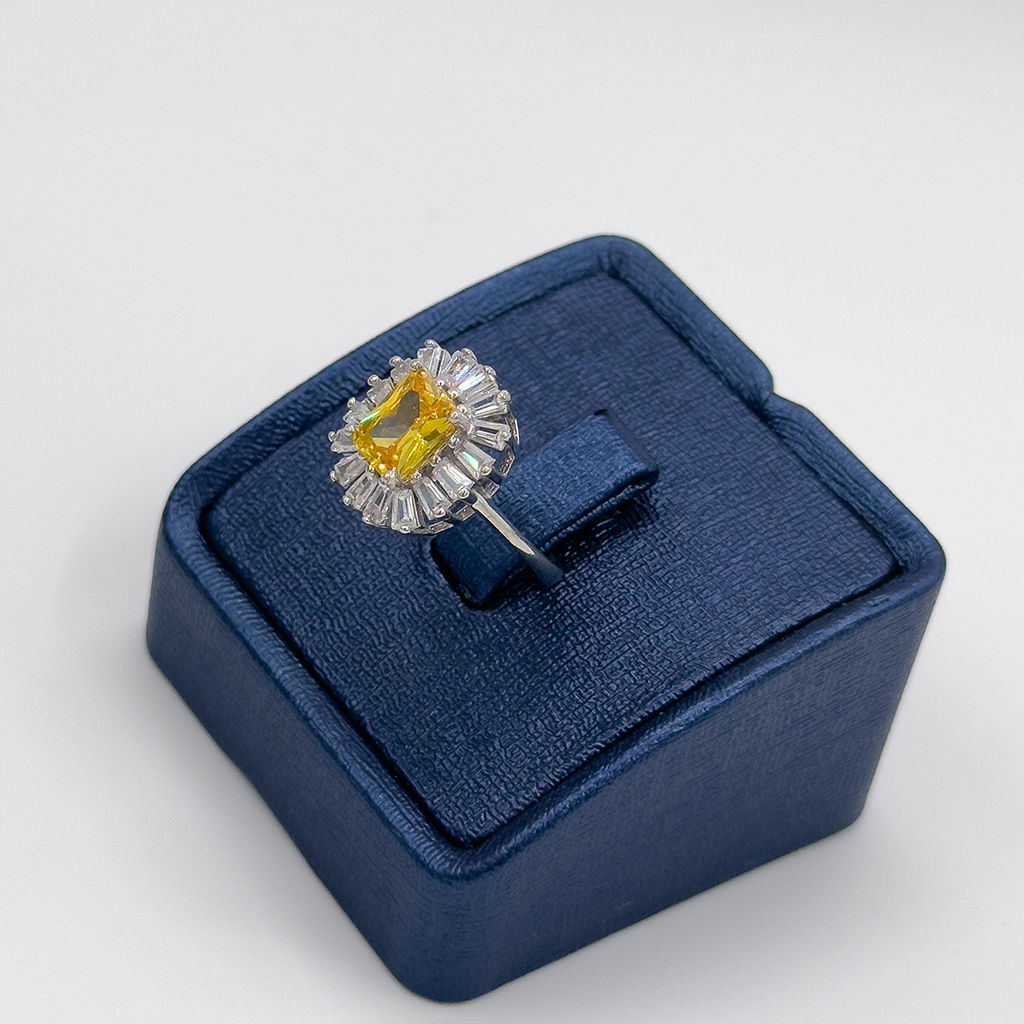 Sitrin Taşlı Baget Modeli Gümüş Yüzük