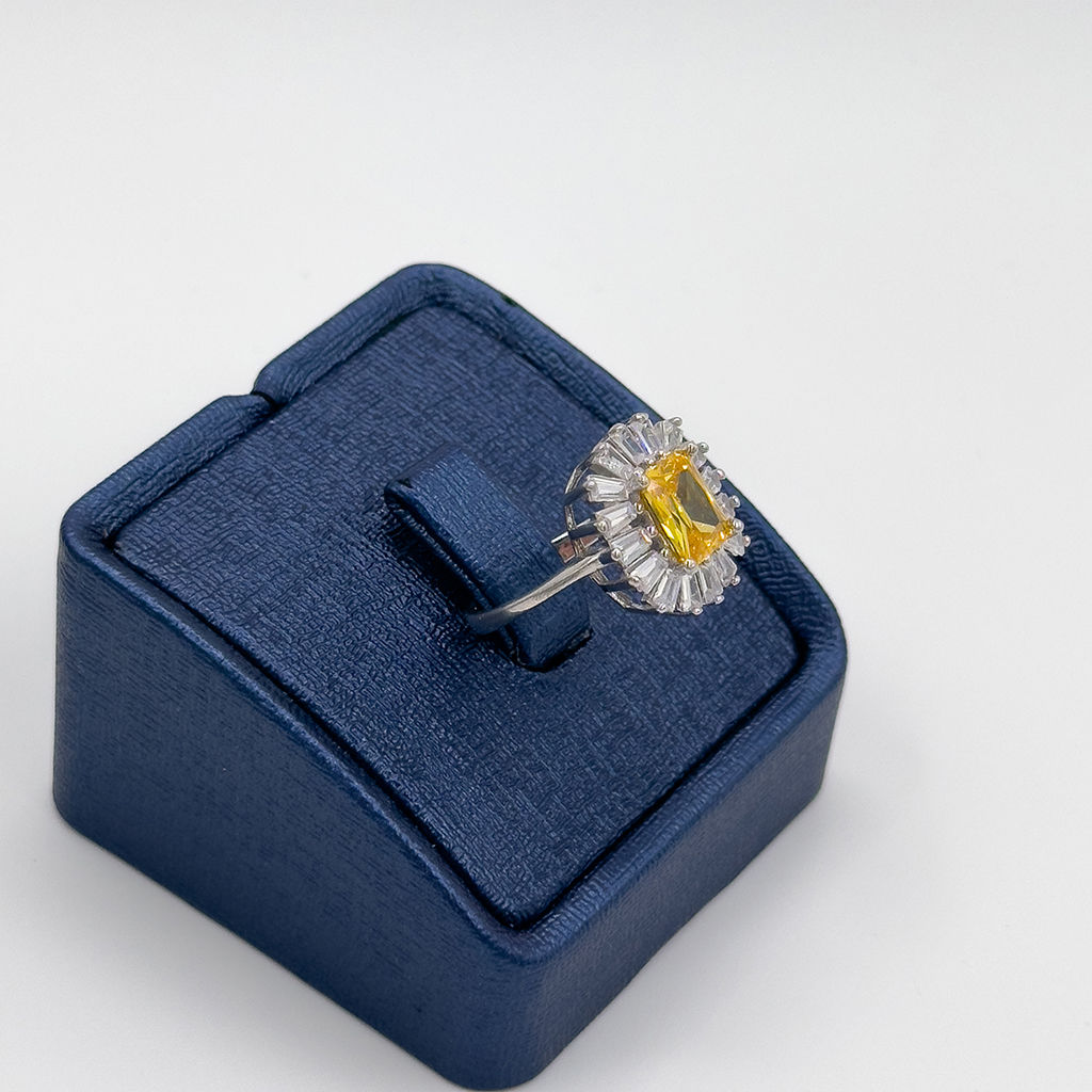 Sitrin Taşlı Baget Modeli Gümüş Yüzük