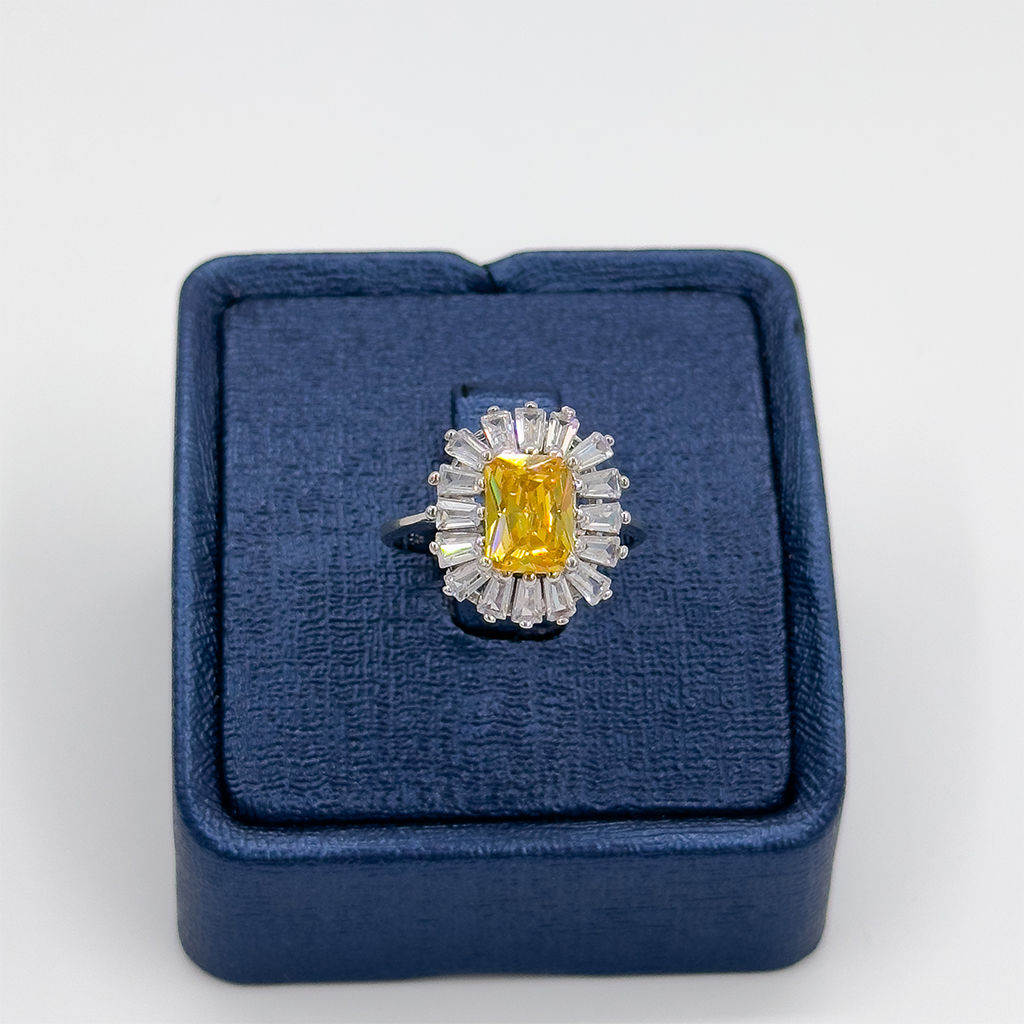 Sitrin Taşlı Baget Modeli Gümüş Yüzük