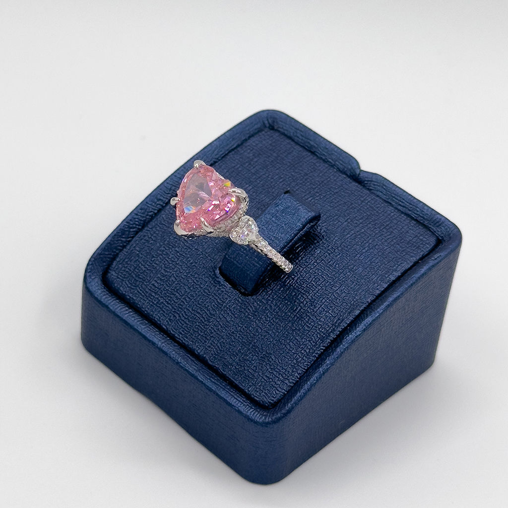 Pembe Kuvars Doğal Taşlı Gümüş Yüzük