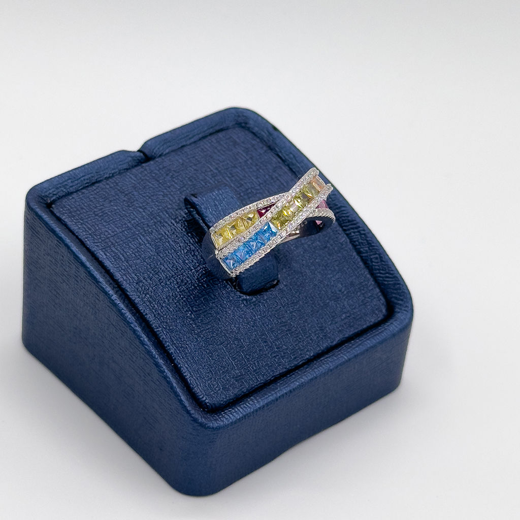 Mix Taşlı Özel Tasarım Sarmal Gümüş Yüzük