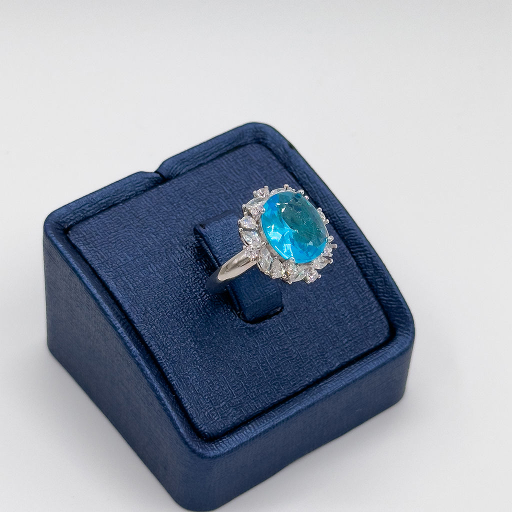 Pırlanta Montür Aquamarin Gümüş Yüzük