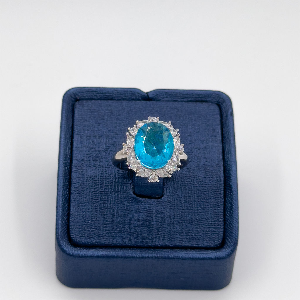 Pırlanta Montür Aquamarin Gümüş Yüzük