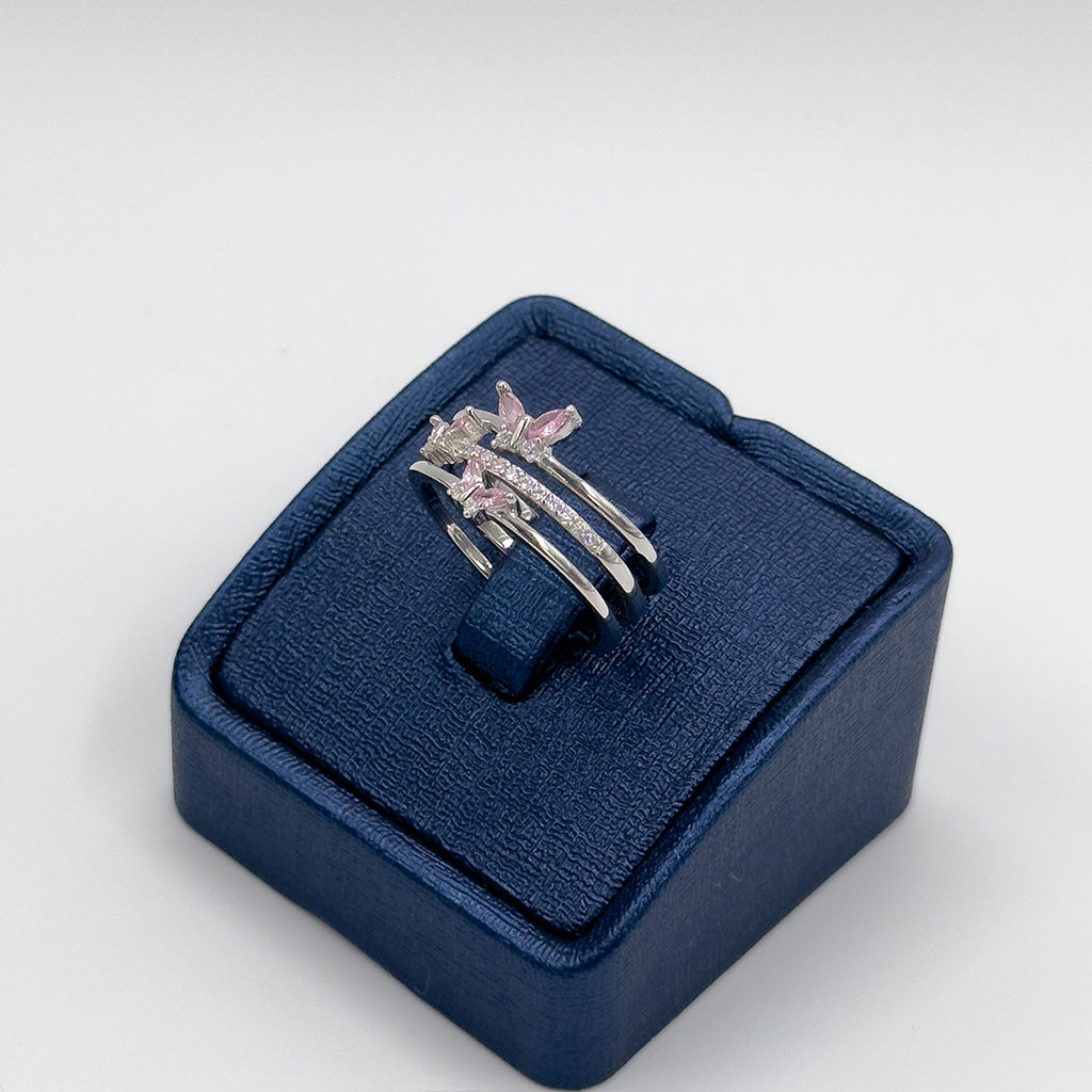 Pembe Kuvars Kelebek Tasarım Gümüş Yüzük