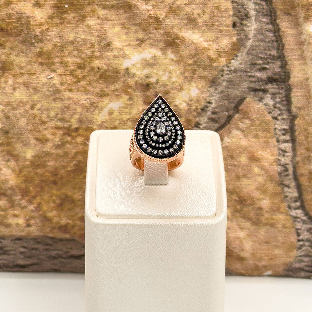 Elmas Montür İri Damla Özel Tasarım Gümüş Yüzük