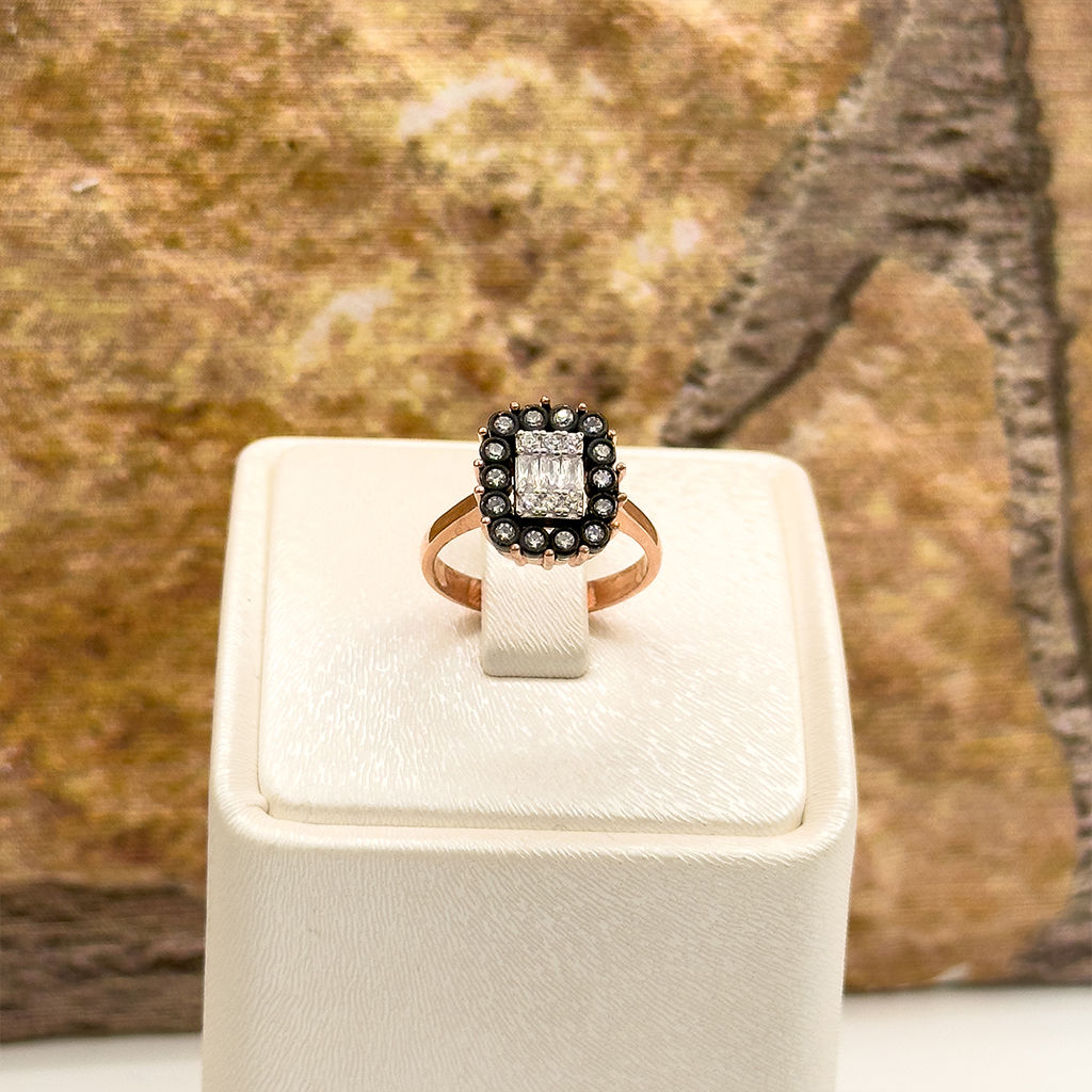 Elmas Montür Baget Taşlı Gümüş Yüzük