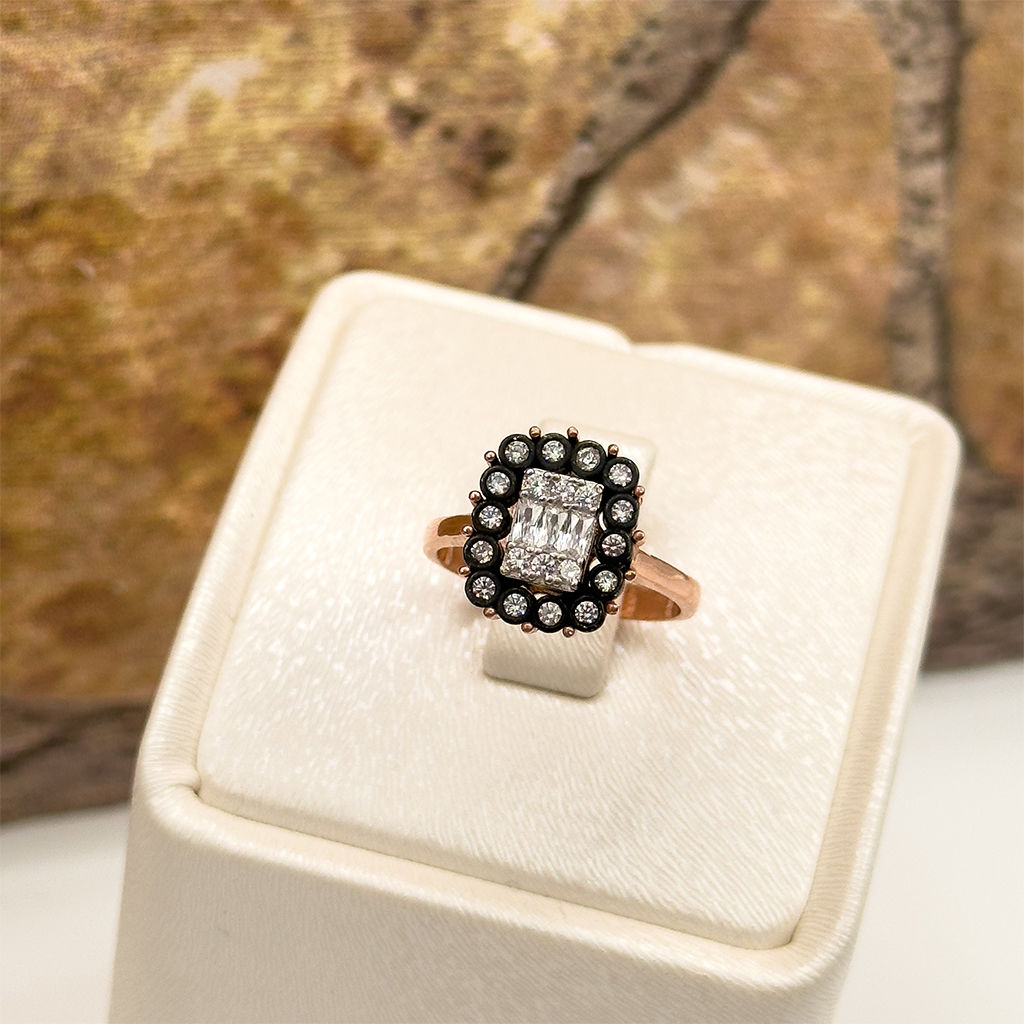 Elmas Montür Baget Taşlı Gümüş Yüzük