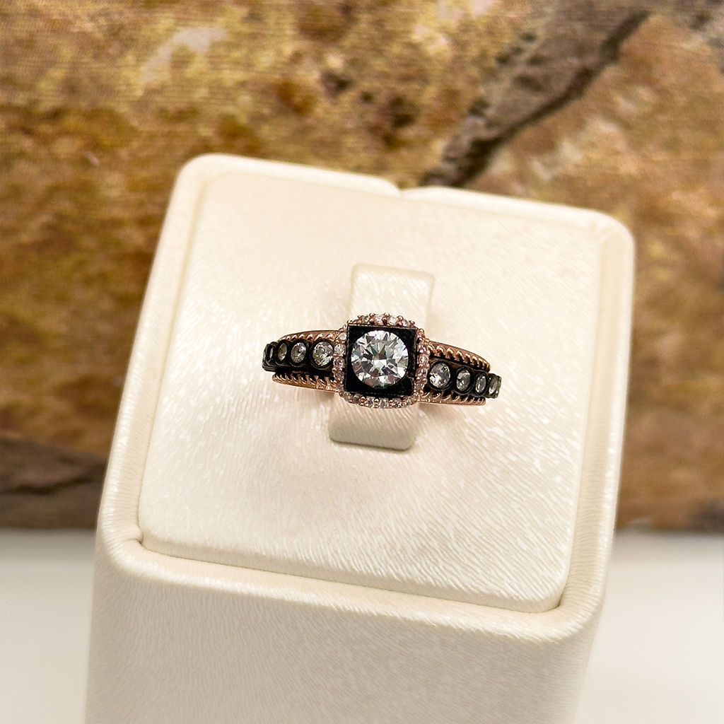 Rosegold Elmas Montür Gümüş Yüzük