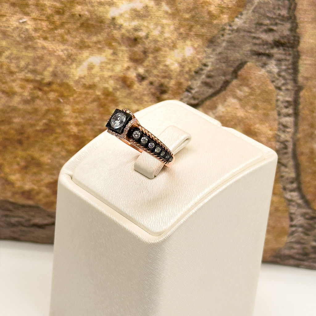 Rosegold Elmas Montür Gümüş Yüzük