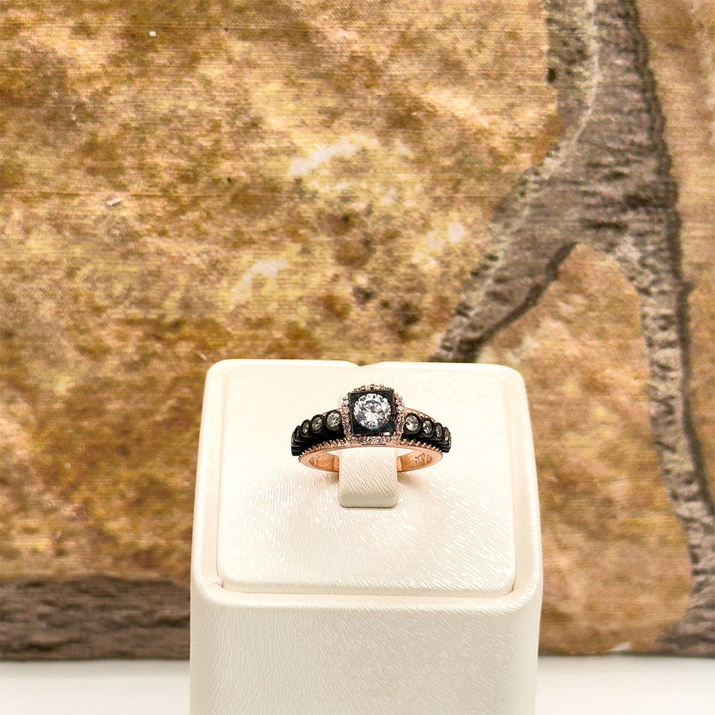 Rosegold Elmas Montür Gümüş Yüzük