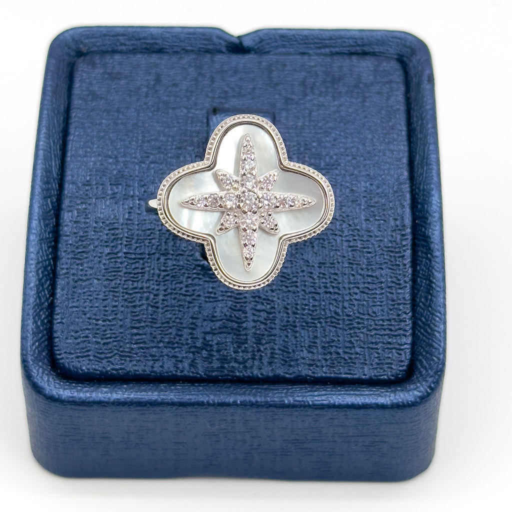 Sedef Taşlı Kuzey Yıldızı Gümüş Yüzük