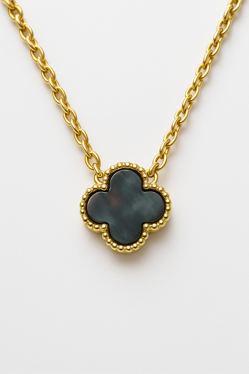 Gold Renk Hematit Taşlı Gümüş Kolye